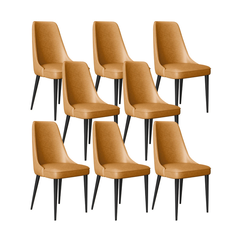 Faux Leather Side Chair Glam Parsons Dining Chair with Gold Legs