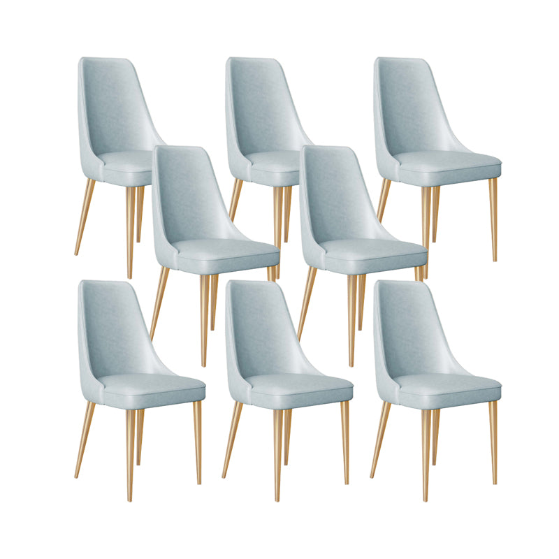 Faux Leather Side Chair Glam Parsons Dining Chair with Gold Legs