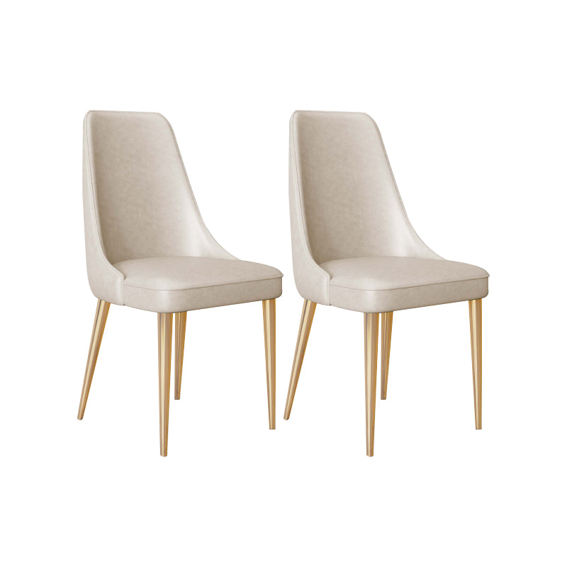 Faux Leather Side Chair Glam Parsons Dining Chair with Gold Legs