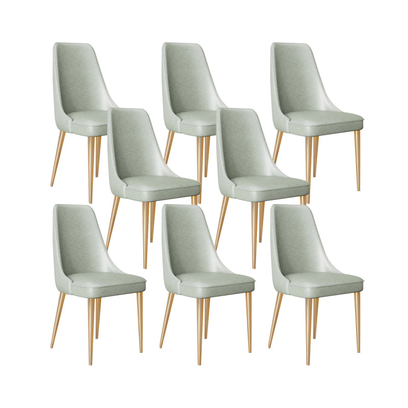 Faux Leather Side Chair Glam Parsons Dining Chair with Gold Legs