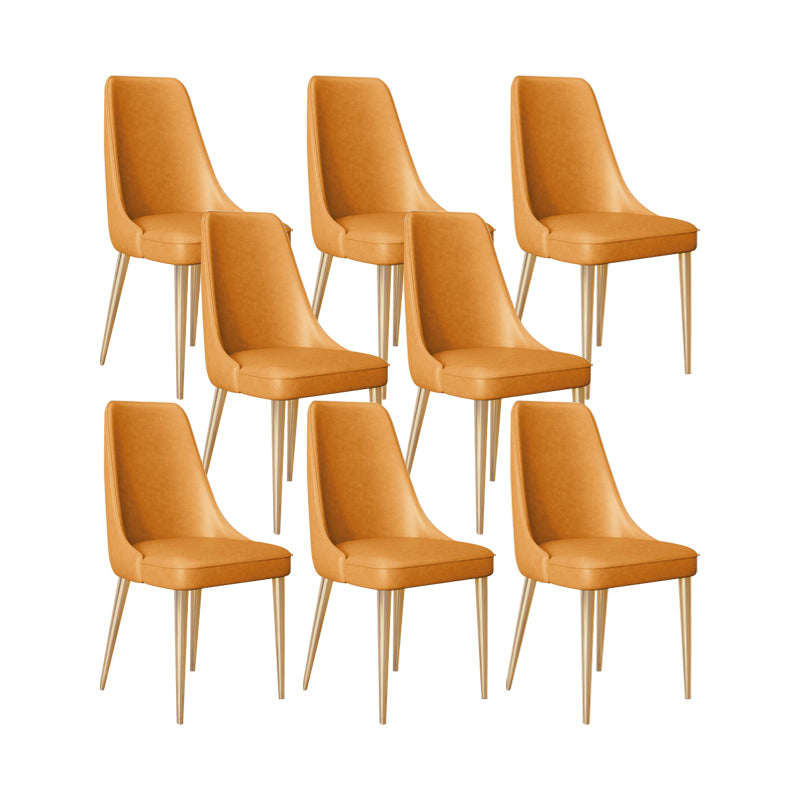 Faux Leather Side Chair Glam Parsons Dining Chair with Gold Legs