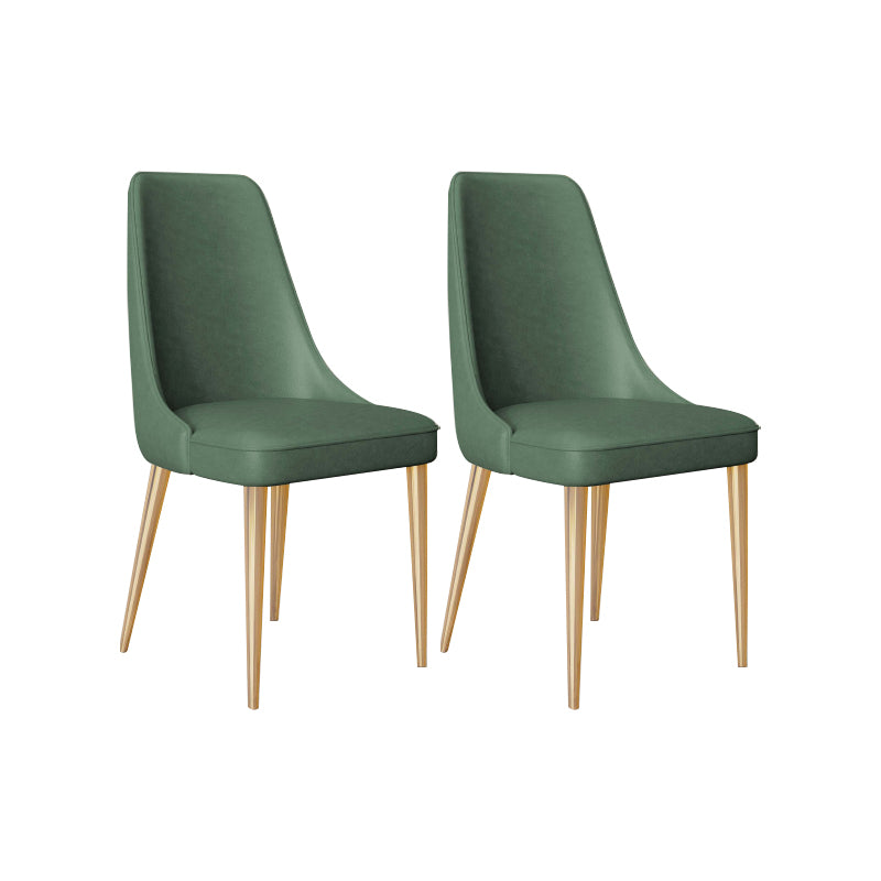 Faux Leather Side Chair Glam Parsons Dining Chair with Gold Legs