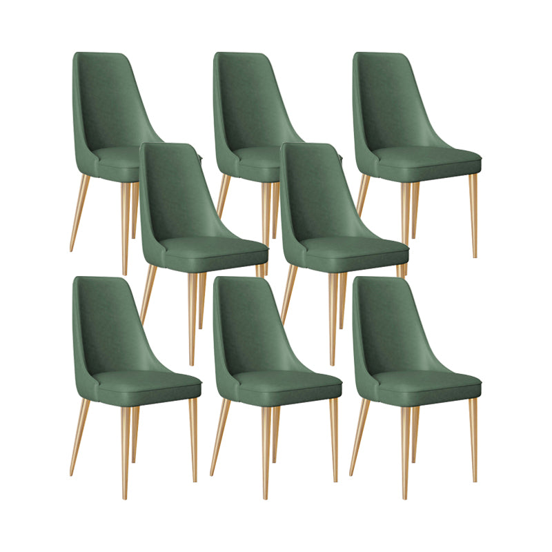 Faux Leather Side Chair Glam Parsons Dining Chair with Gold Legs