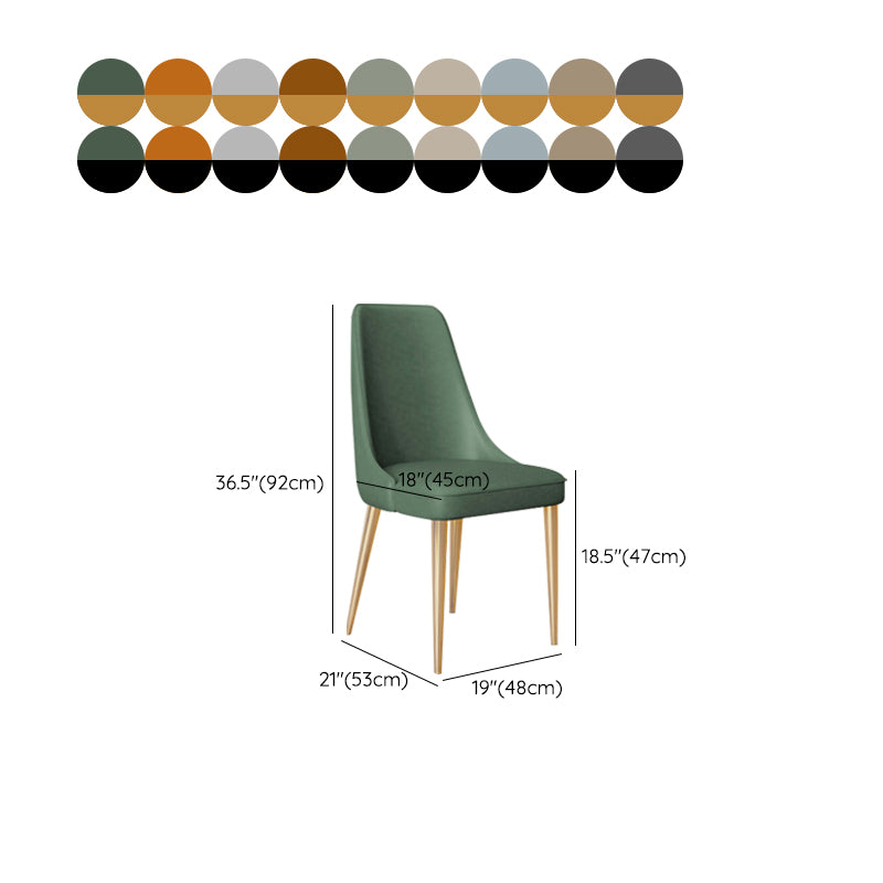 Faux Leather Side Chair Glam Parsons Dining Chair with Gold Legs