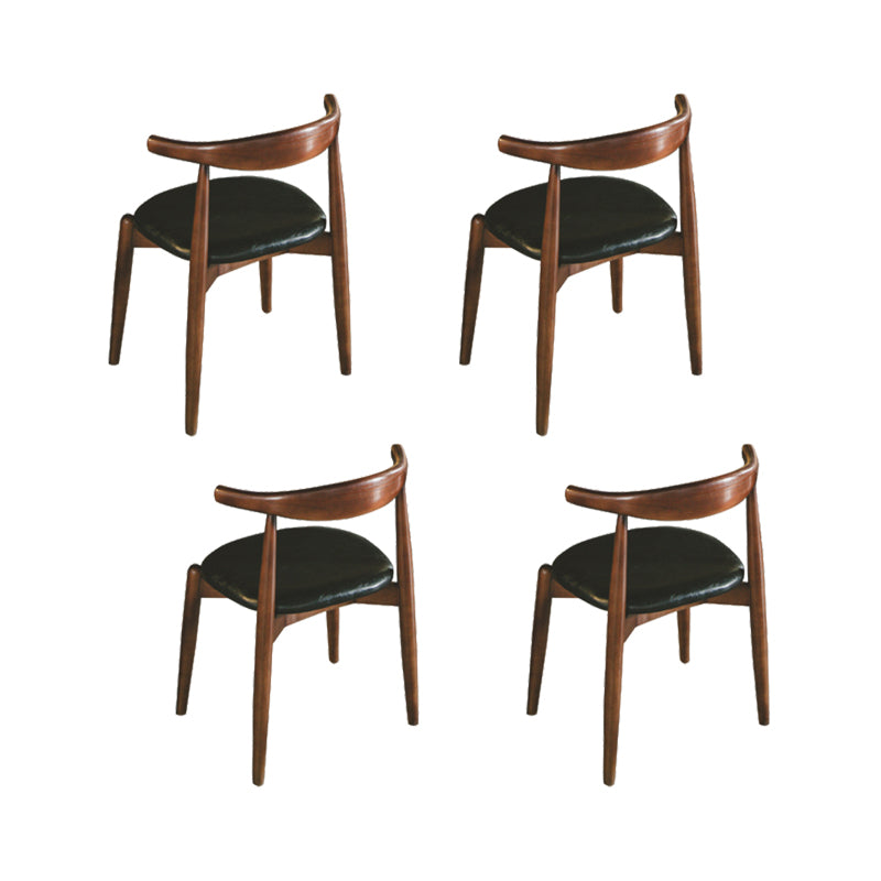 Upholstered Dining Chairs Faux Leather Armless Chairs with Wood Base