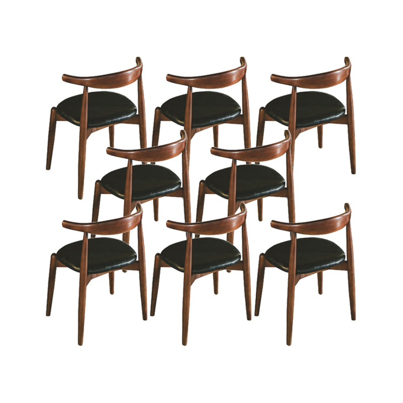 Upholstered Dining Chairs Faux Leather Armless Chairs with Wood Base