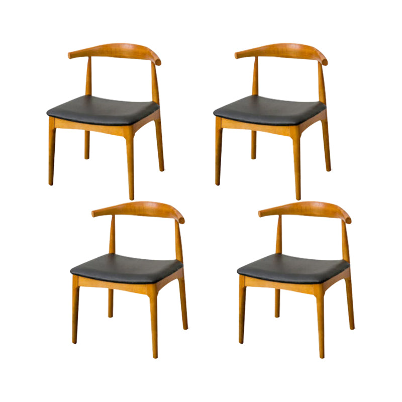 Upholstered Dining Chairs Faux Leather Armless Chairs with Wood Base