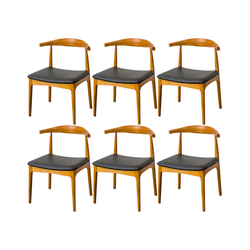 Upholstered Dining Chairs Faux Leather Armless Chairs with Wood Base