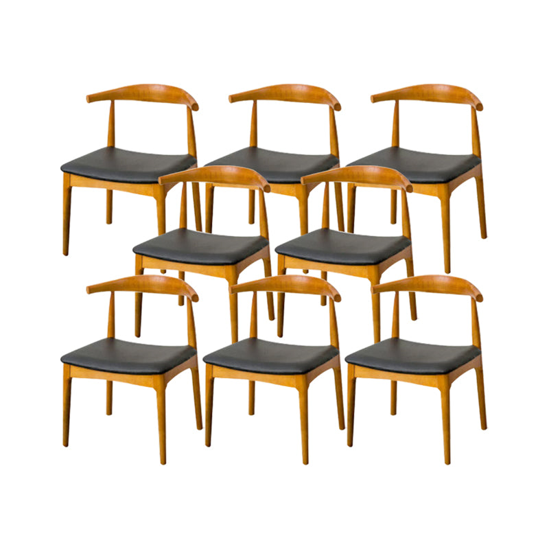 Upholstered Dining Chairs Faux Leather Armless Chairs with Wood Base