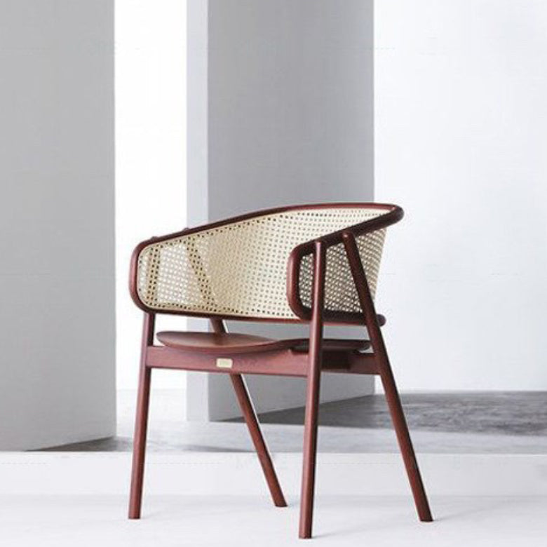 Solid Wood Arm Chair Modern Open Back Dining Chair for Living Room