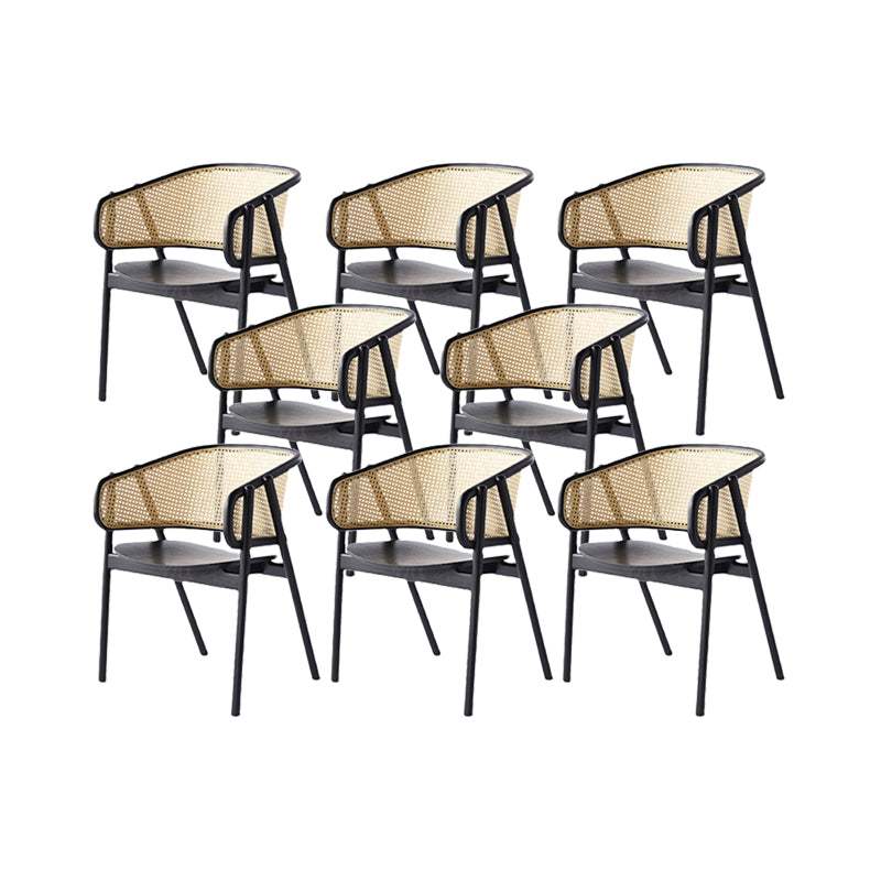 Solid Wood Arm Chair Modern Open Back Dining Chair for Living Room