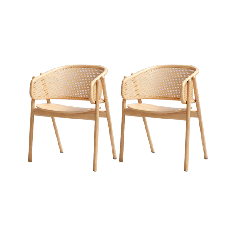 Solid Wood Arm Chair Modern Open Back Dining Chair for Living Room