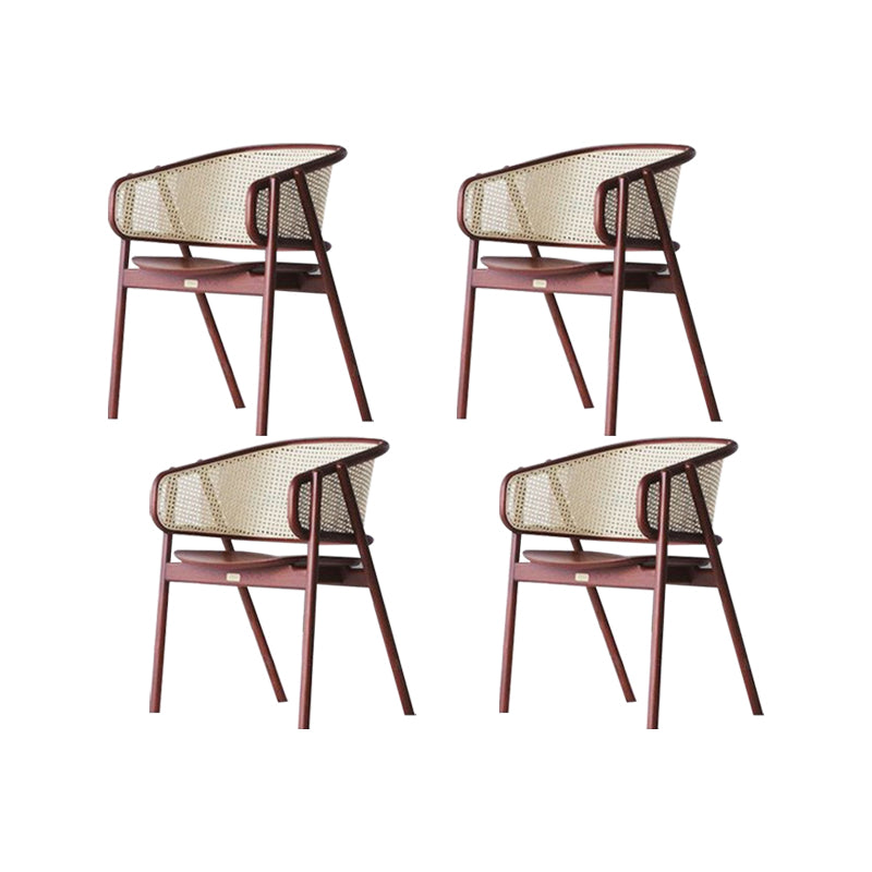 Solid Wood Arm Chair Modern Open Back Dining Chair for Living Room