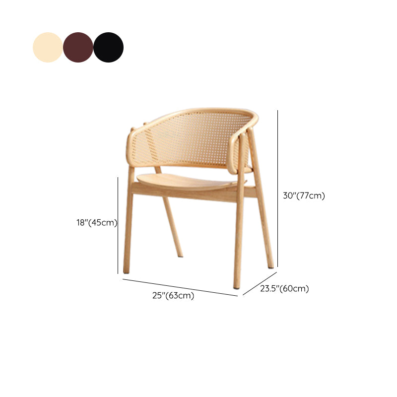 Solid Wood Arm Chair Modern Open Back Dining Chair for Living Room