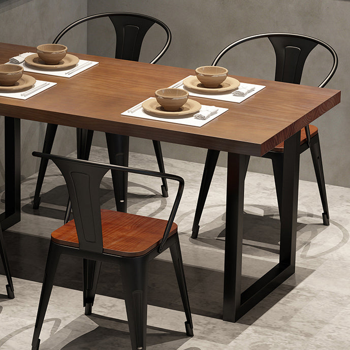 Solid Wood Dining Chairs Slat Back Arm Chair with Metal Base