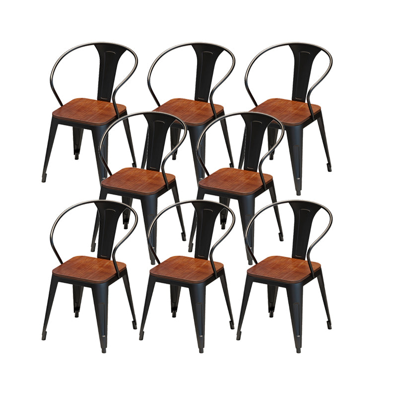 Solid Wood Dining Chairs Slat Back Arm Chair with Metal Base