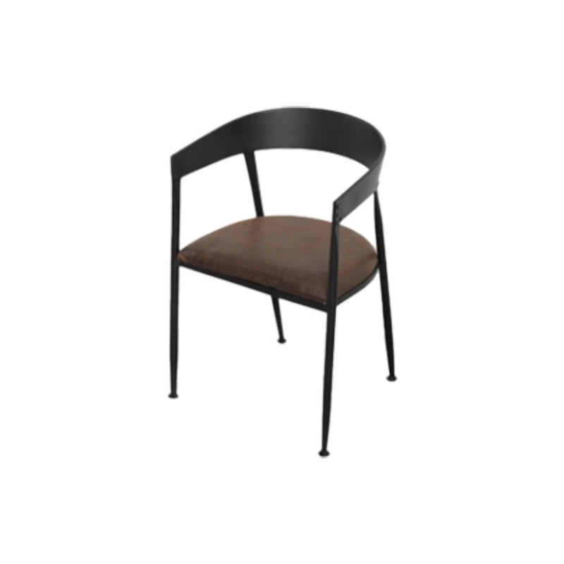Solid Wood Dining Chairs Slat Back Arm Chair with Metal Base