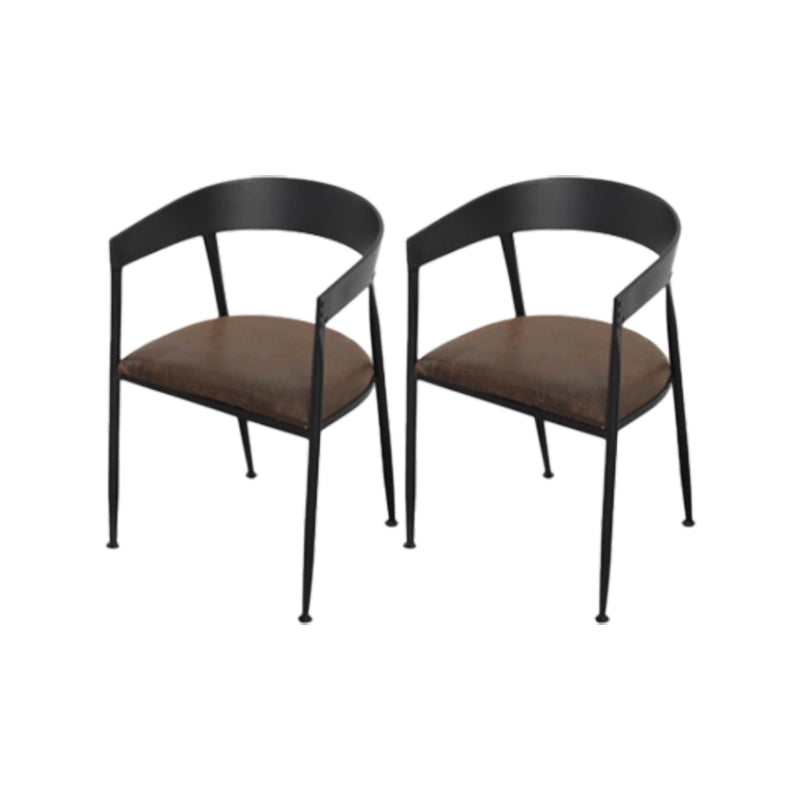 Solid Wood Dining Chairs Slat Back Arm Chair with Metal Base