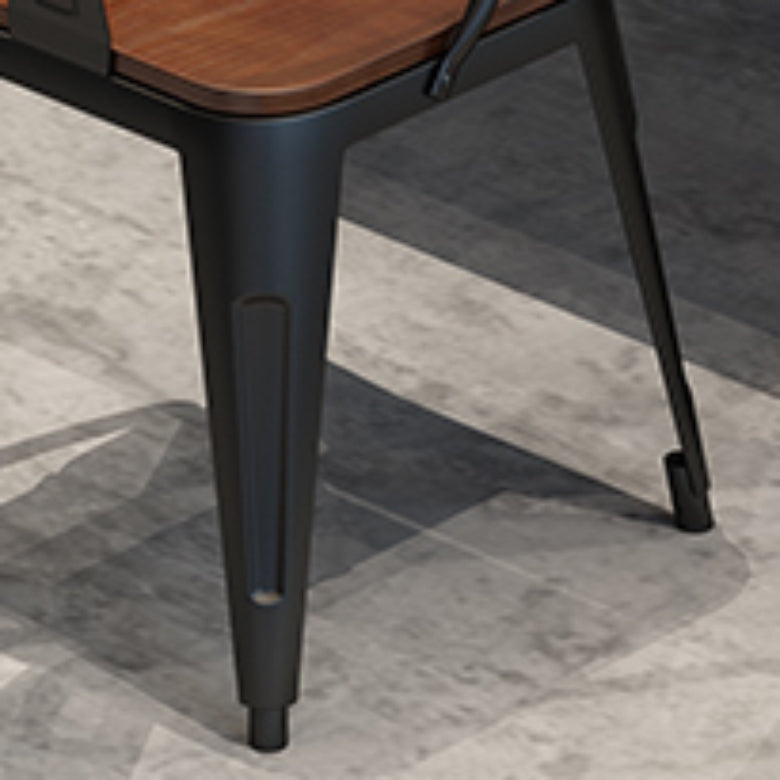 Solid Wood Dining Chairs Slat Back Arm Chair with Metal Base
