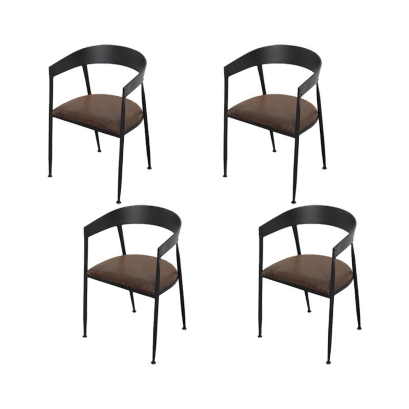 Solid Wood Dining Chairs Slat Back Arm Chair with Metal Base