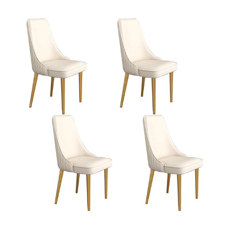 Glam Style Side Chair Parsons Leather Dining Chair with Gold Frame