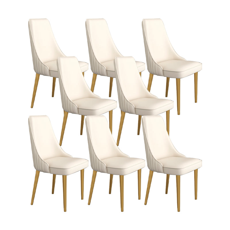 Glam Style Side Chair Parsons Leather Dining Chair with Gold Frame