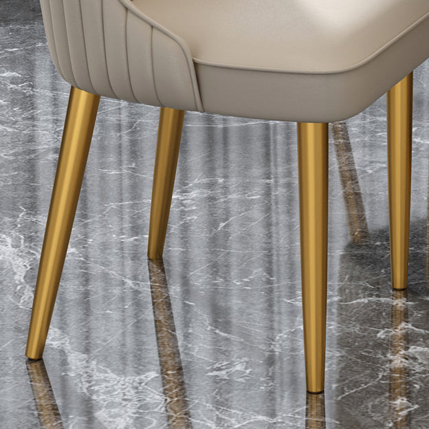 Glam Style Side Chair Parsons Leather Dining Chair with Gold Frame