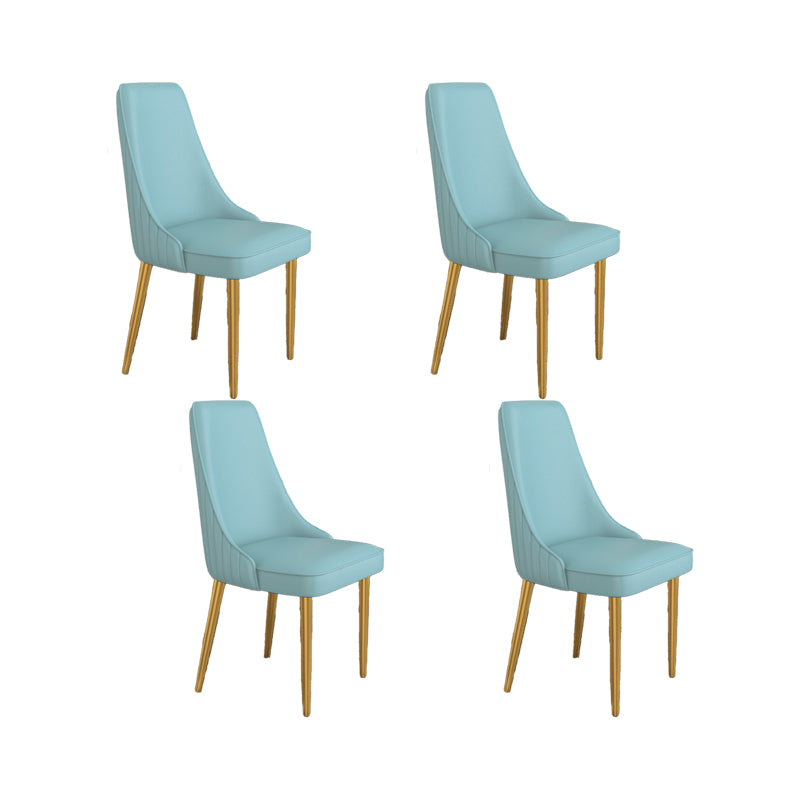 Glam Style Side Chair Parsons Leather Dining Chair with Gold Frame