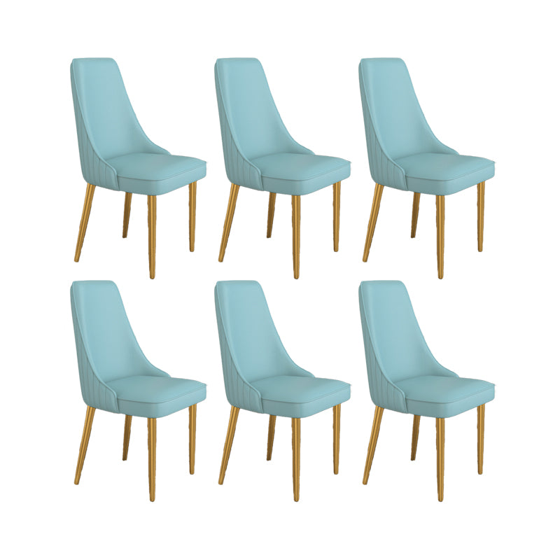 Glam Style Side Chair Parsons Leather Dining Chair with Gold Frame