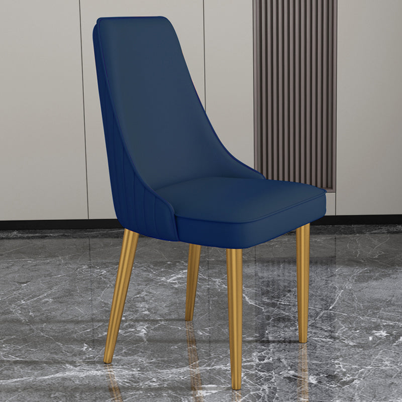 Glam Style Side Chair Parsons Leather Dining Chair with Gold Frame
