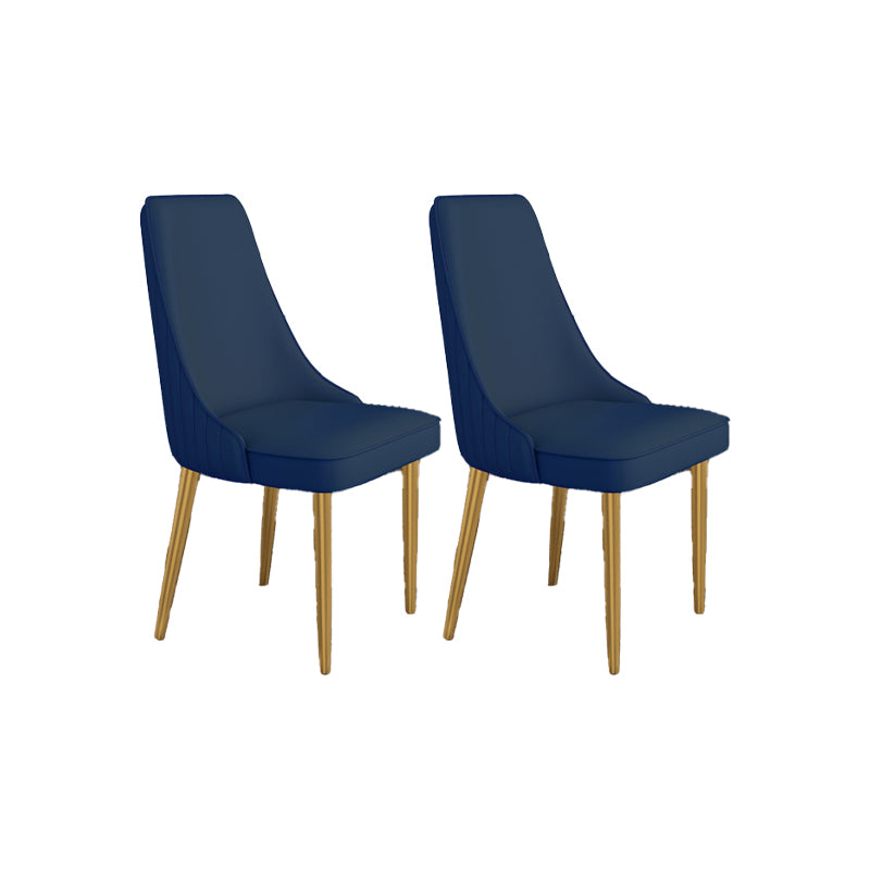 Glam Style Side Chair Parsons Leather Dining Chair with Gold Frame