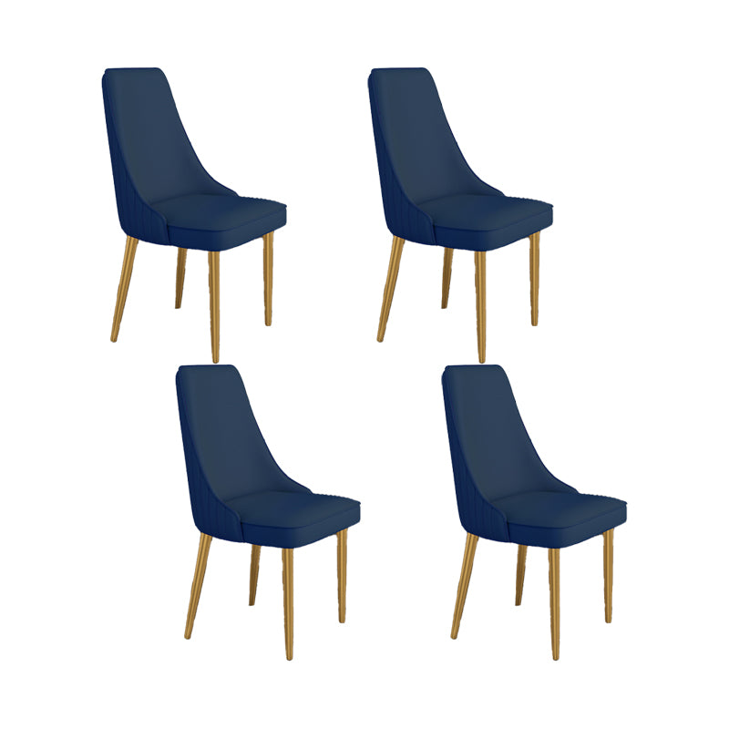 Glam Style Side Chair Parsons Leather Dining Chair with Gold Frame