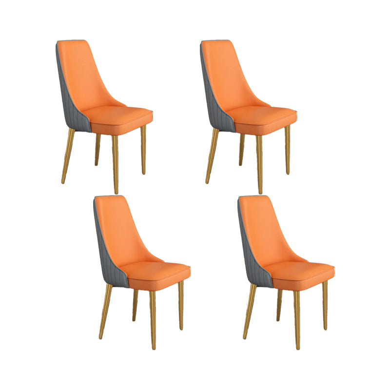Glam Style Side Chair Parsons Leather Dining Chair with Gold Frame