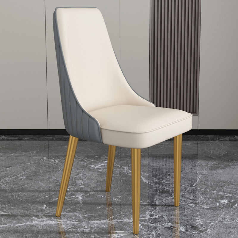 Glam Style Side Chair Parsons Leather Dining Chair with Gold Frame