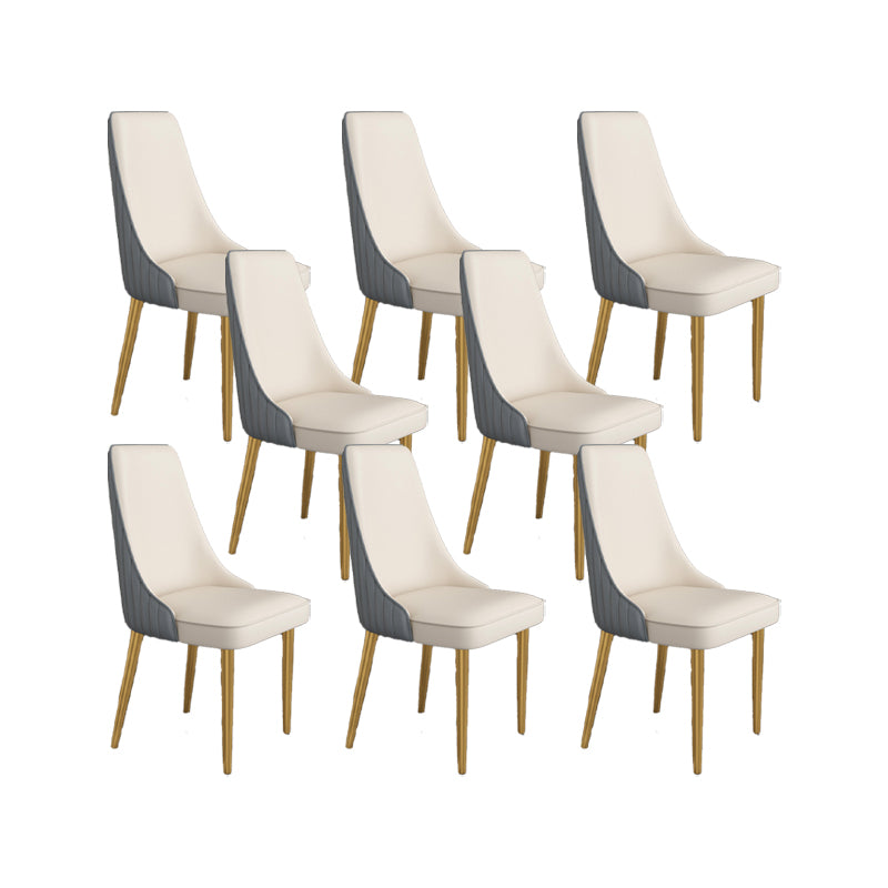 Glam Style Side Chair Parsons Leather Dining Chair with Gold Frame