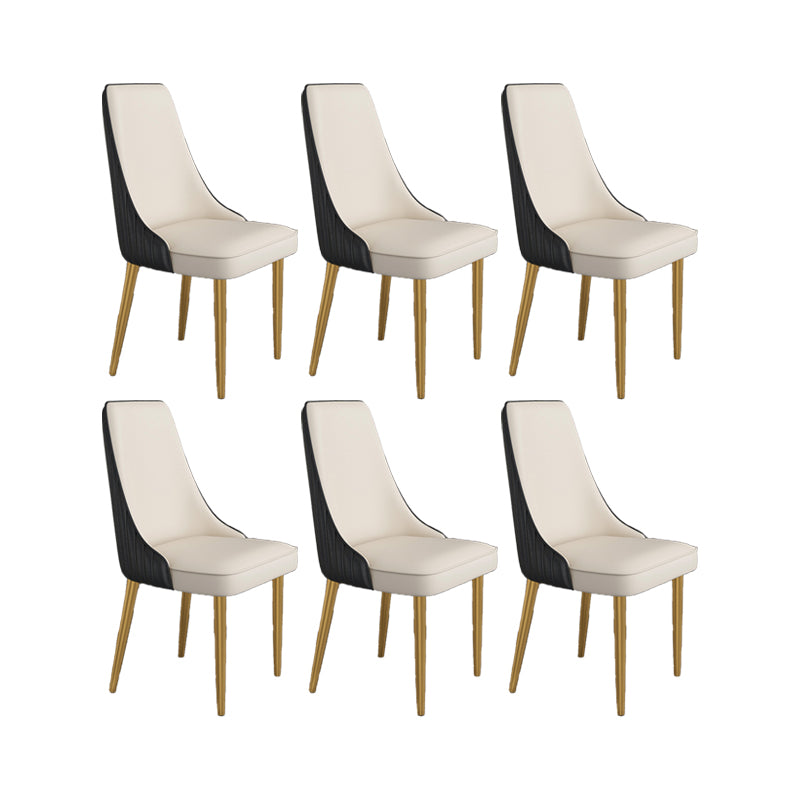 Glam Style Side Chair Parsons Leather Dining Chair with Gold Frame