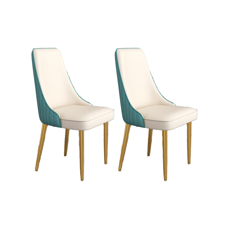 Glam Style Side Chair Parsons Leather Dining Chair with Gold Frame