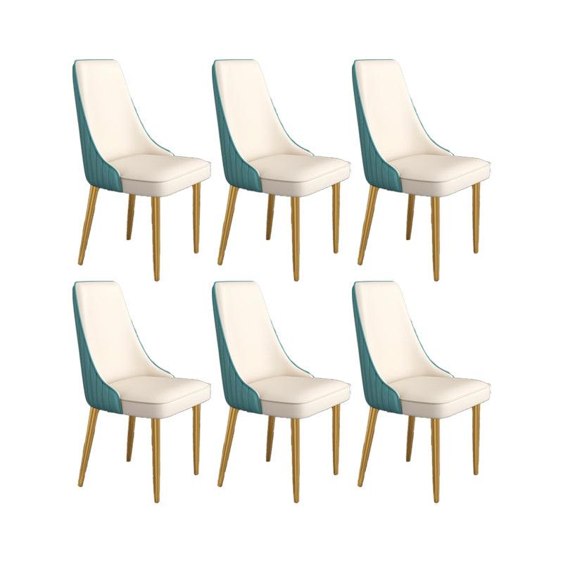 Glam Style Side Chair Parsons Leather Dining Chair with Gold Frame