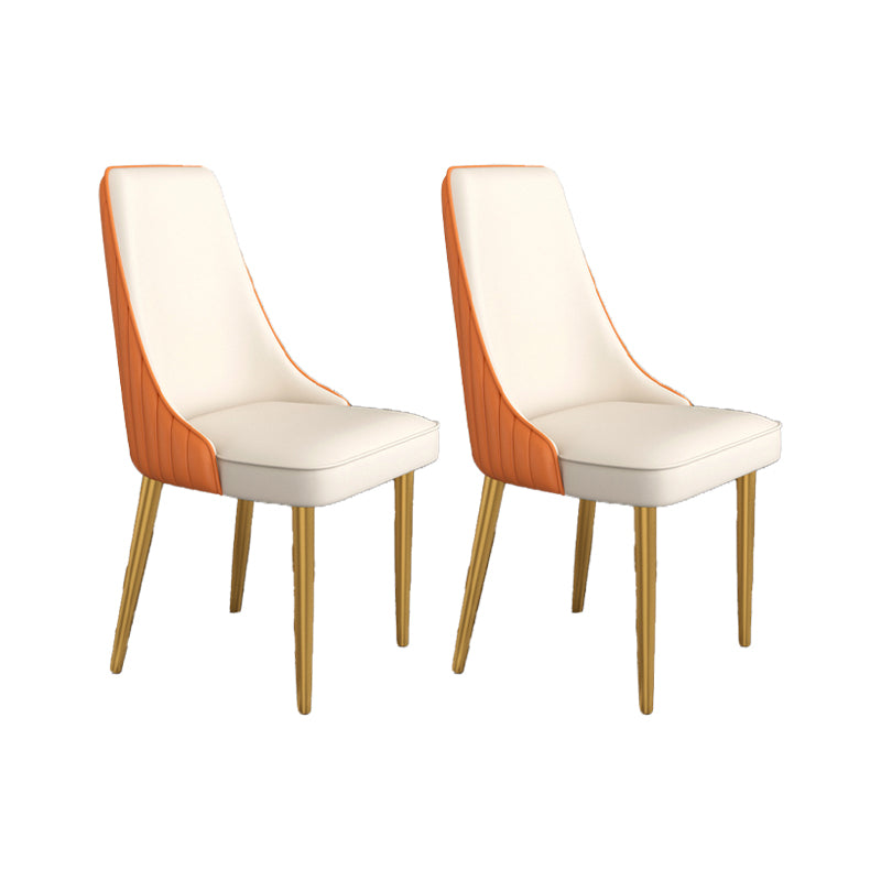 Glam Style Side Chair Parsons Leather Dining Chair with Gold Frame
