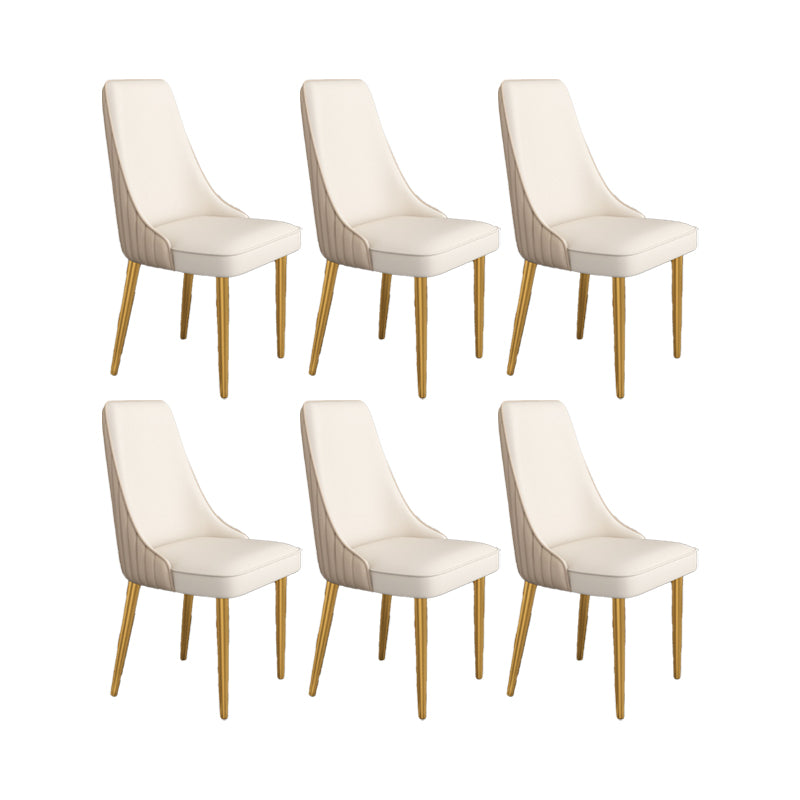 Glam Style Side Chair Parsons Leather Dining Chair with Gold Frame