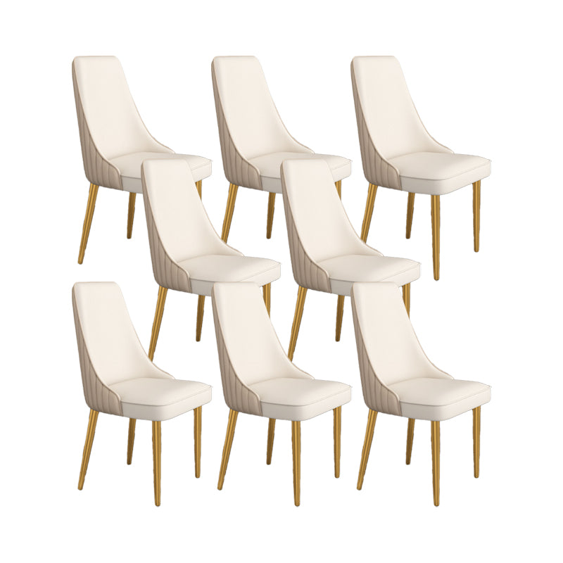 Glam Style Side Chair Parsons Leather Dining Chair with Gold Frame