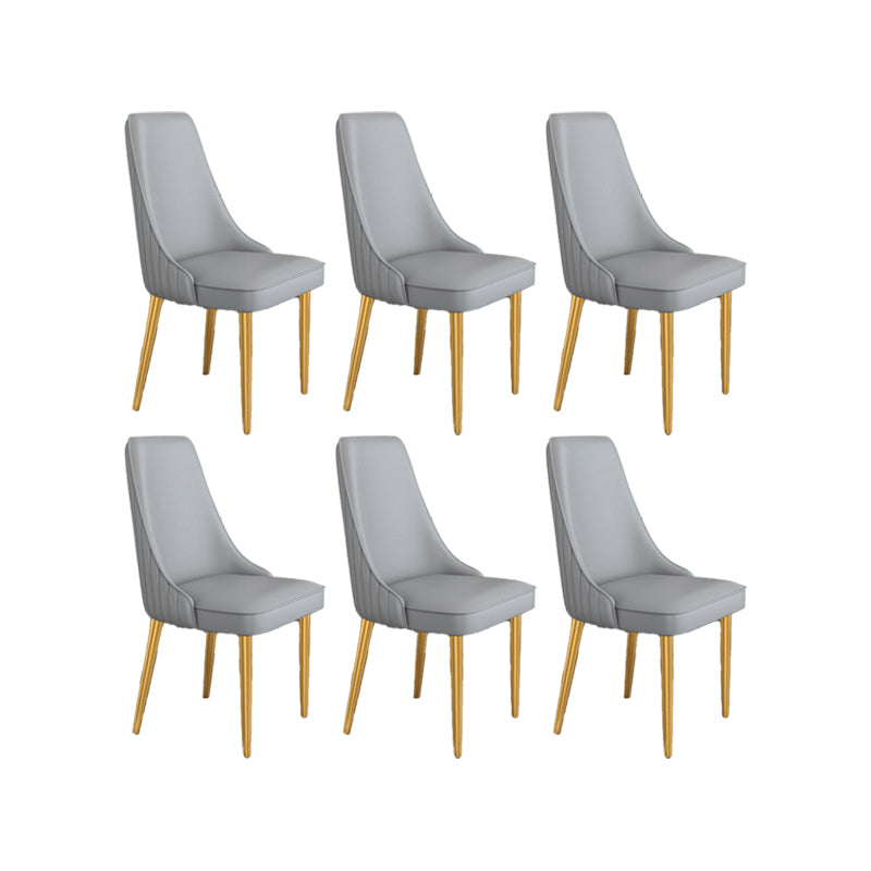 Glam Style Side Chair Parsons Leather Dining Chair with Gold Frame