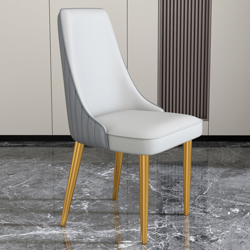 Glam Style Side Chair Parsons Leather Dining Chair with Gold Frame