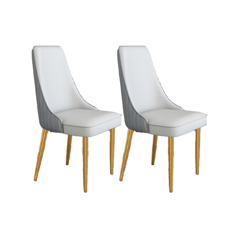 Glam Style Side Chair Parsons Leather Dining Chair with Gold Frame