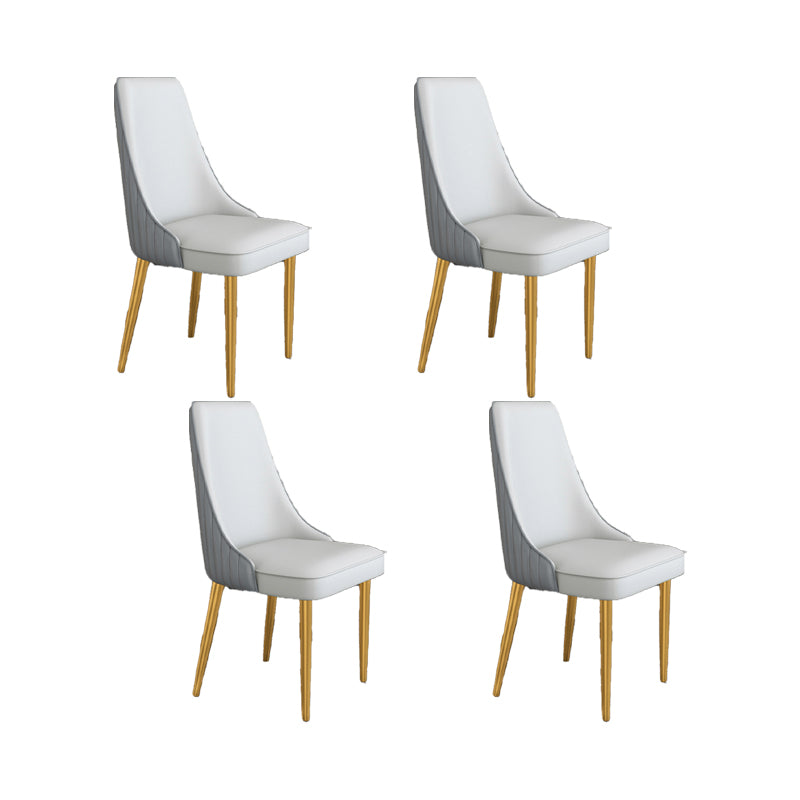 Glam Style Side Chair Parsons Leather Dining Chair with Gold Frame