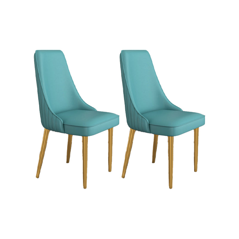 Glam Style Side Chair Parsons Leather Dining Chair with Gold Frame