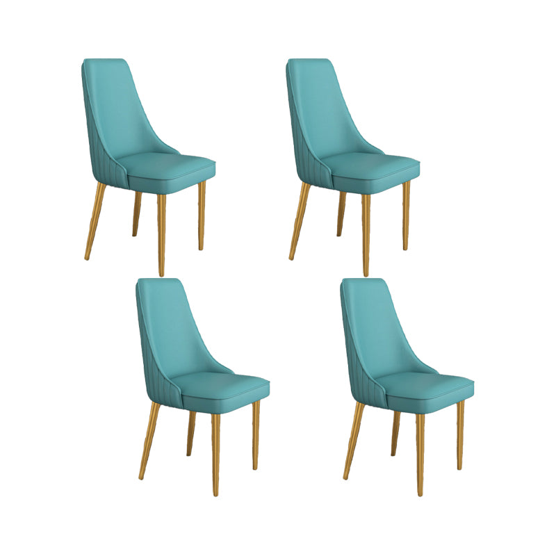 Glam Style Side Chair Parsons Leather Dining Chair with Gold Frame