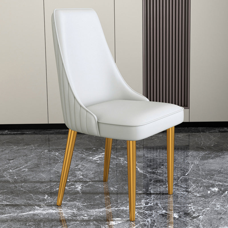 Glam Style Side Chair Parsons Leather Dining Chair with Gold Frame