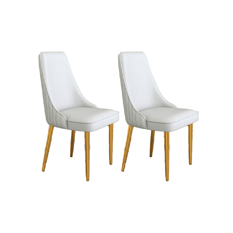 Glam Style Side Chair Parsons Leather Dining Chair with Gold Frame