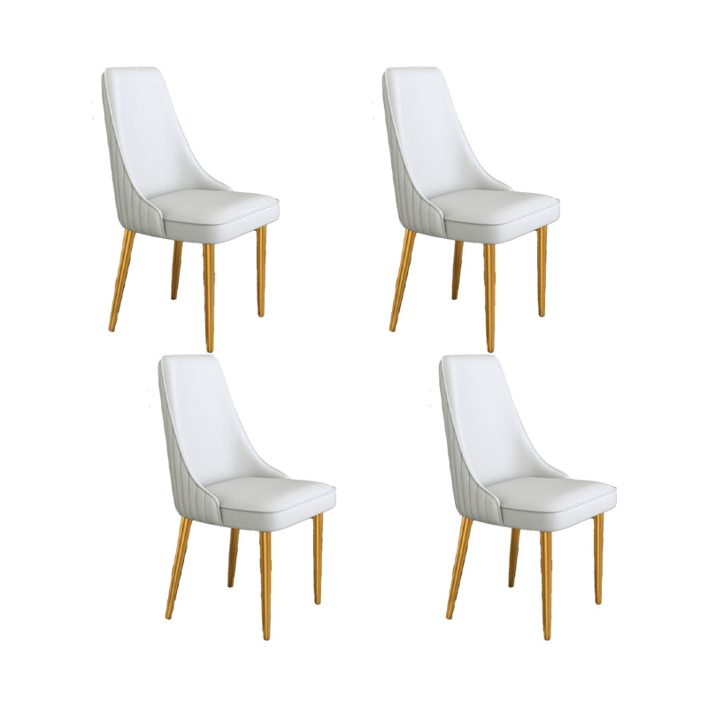 Glam Style Side Chair Parsons Leather Dining Chair with Gold Frame